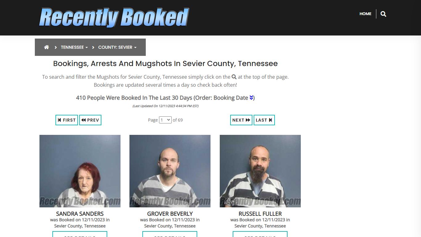 Bookings, Arrests and Mugshots in Sevier County, Tennessee